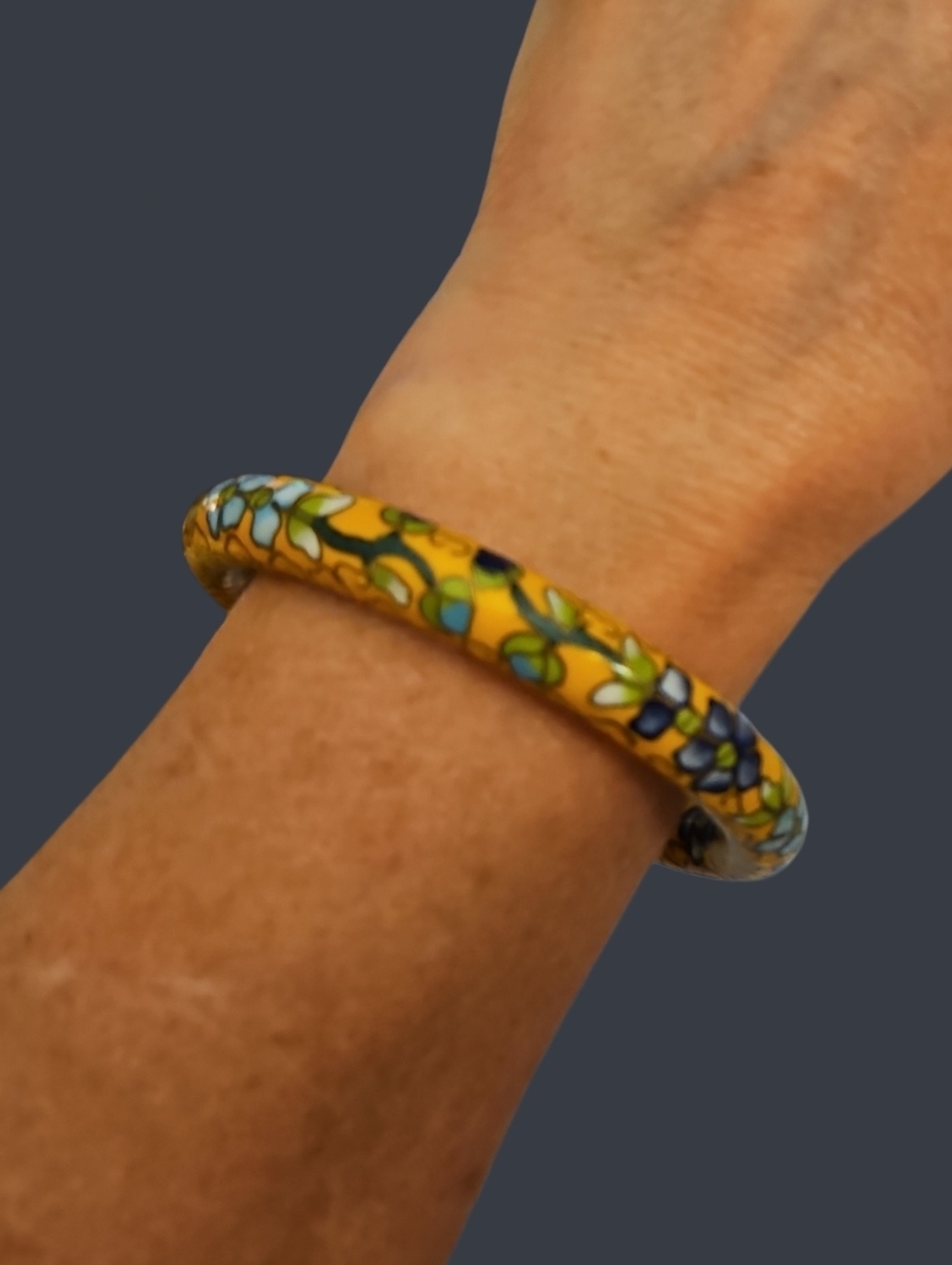 Vintage Yellow Floral Cloisonne Style Bracelet